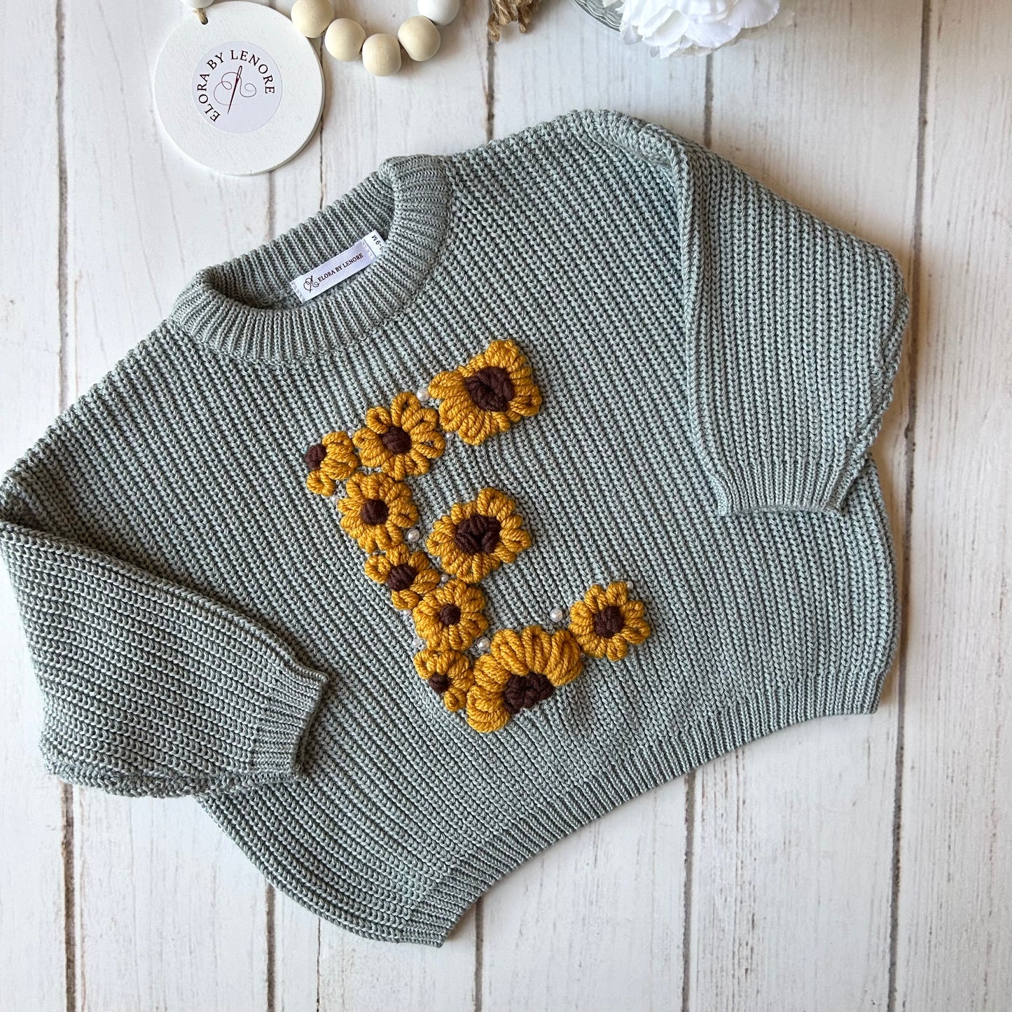 Chunky Floral Letter Custom Knit Jumper